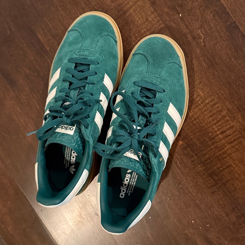 Adidas Green Gazelle platform Sneakers with White Accents